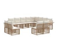 hliofuir Set di mobili da giardino in polyrattan, 12 pezzi | Set modulare ad angolo con rattan sintetico resistente alle intemperie e imbottiture morbide per giardino