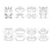 HLIWS 16 pezzi stencil per pittura e trucco del viso | PET, 19,5 × 11,5 cm, superficie liscia, 16 modelli, resistente e durevole, facile da pulire, riutilizzabile