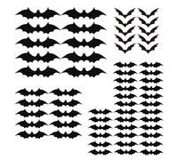 HLIWS 60 Pezzi Decorazioni Halloween Pipistrelli Adesivi,Decorazione 3D di Pipistrelli di Halloween,per Parete Finestra Porta Forniture per Feste(4 dimensioni,con adesivi bifacciali)