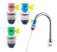 HLIWS Filtro per rubinetto fine multistrato-4 pezzi Mini rubinetto per filtro dell'acqua,anti-versamento, per cucina casa bagno (2 blu, 1 rosa, 1 verde)