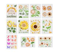 HLIWS Fiore stencil per pittura-11 pezzi Girasole Modello di Stencil per Scrapbooking,Decorazione Pareti,Creazioni Artigianali Fai Da Te(21x28cm)