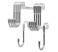 HLIWS Ganci Asciugamani Bagno-5 Pezzi 2cm gancio asciugamani bifacciale in acciaio inox,con Copertura in Silicone,per porte in vetro cornice(Forma a S)
