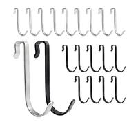 HLIWS ganci per doccia-20 Pezzi 10mm Gancio Doccia Accappatoio,Porta asciugamani,per appendere la parete della doccia(10 nero,10 argento)