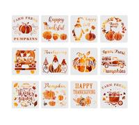 HLIWS Piante Stencil Autunno Set di 12 Pezzi - Stencil per Zucca e Ringraziamento - Dimensions 20x20cm