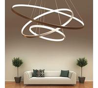 Hlixzoy Marrone,20+40+60cm,Lampada A Sospensione A LED con Design Circolare A Tre Anelli, Una Luce da Soffitto Calda E Moderna per Soggiorni, Lampada per La Casa