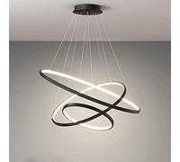 Hlixzoy Nero,40+60+80cm,Lampada A Sospensione A LED con Design Circolare A Tre Anelli, Una Luce da Soffitto Calda E Moderna per Soggiorni, Lampada per La Casa