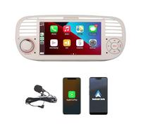 HLLECARMO Autoradio per Fiat 500 2007-2015 Carplay wireless e Android auto, Bluetooth 5.0 con schermo touchscreen da 7 pollici RDS/AM/FM/USB DSP Mirror Link Subw EQ del volante- Bianco