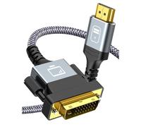 HLLYLL Cavo HDMI a DVI 1080P, 1M DVI a HDMI, adattatore bidirezionale, in nylon intrecciato dorato, per TV/Monitor/scheda video/scheda grafica e altro, plug and play
