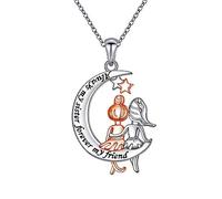 HLMIN Collana da donna con ciondolo a forma di luna, con ciondolo a forma di luna e scritta "Always My Sister Forever My Friend", semplice regalo per donne, amiche e amanti