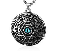 HLMIN Collana vintage vichinga contro il malocchio per donne e uomini, ciondolo con 12 costellazioni a forma di esagono, gioielli a forma di stella a sei punte, stile vintage blu, collana con ciondolo