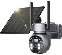 HLMNAKE Telecamera di sorveglianza 4G LTE, per esterni, a energia solare con scheda SIM, 2K HD, PTZ, senza batteria WLAN, visione notturna a colori, audio a 2 vie, rilevamento PIR, IP66