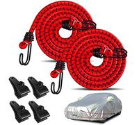 Hlogree 2 cinghie di protezione antivento per auto, kit di ganci elastici per fissare il telone dal soffiare via in caso di vento forte, universale, adatto per la maggior parte delle auto, berline,