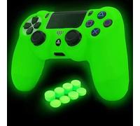 HLRAO Custodia Fluorescenza Glow in dark silicone Cover Compatibile per PS4/Slim/Pro Wireless/Wired Gamepad Controller con Pro Thumb Grips x 10.