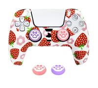 HLRAO Rosa Silicone Skin Cover Pelle Compatibile con PS4/PS4 Slim/PS4 Pro Wireless/Wired Gamepad Controller con 8 x FPS Pro Thumb Grip Caps + 2 zampe di gatto.