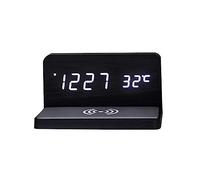 HLRTBCN 10W Multifunzionale LED Multifunzionale Carica Wireless Clock Silent Orologio Orologio elettronico Wireless Carica Wireless-Black Aqiong
