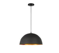 HLRTBCN Accensione a Sospensione in Metallo a Cupola Industriale, Lampada appesa a semicerchio Semplice Americano per Soggiorno Sala da Pranzo (Oro Nero, 40 cm/15,7 Pollici) Aqiong