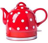 HLRTBCN Bollitore Elettrico Portatile 1000W Eleactric Ceramic Kettle Teapot-Retro 1.0L, Base Rimovibile, secchezza di ebollizione/Rosso/Blu/Rosso Aqiong