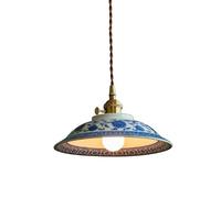 HLRTBCN Lampada a Sospensione in Porcellana a Sospensione, Lampada a Sospensione in Porcellana in Porcellana Chinoiserie per la Cucina della Sala da Pranzo Isola da Cucina (9.25 Pollici) Aqiong