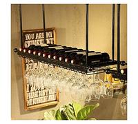 HLRTBCN Portabottiglie in legno solido muro che pende per vino armadio da vino rivolta a testa in giù per la griglia di calice appesa appesa al pianta di vetro di moda rossa j111, nero, 150 * 30 cm