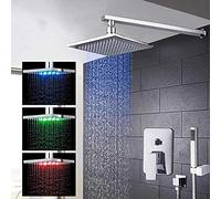 HLRTBCN Rainfall a LED da 10 "BAGNI E GIOCCHIO CAPFIA Pannello DECONDA MONTO Montaggio MONTO SETTA di Messaggio con Spring Mani, Sistema della DOCHE Aqiong