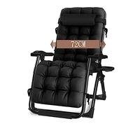 HLRTBCN Sedia a sdraio pieghevole reclinabile regolabile portatile, con portabicchieri rimovibile, per balcone da balcone da giardino esterno da sole (sedia) (sedia + cuscino nero) Aqiong