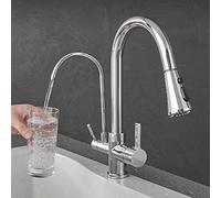 HLRTBCN Tocca del Filtro del lavello da Cucina a 3 Vie con Spray Estraibile Nichel Spazzolato e Finitura cromata Perfetta per Un Sistema di depuratore d'Acqua sottoinsieme Aqiong