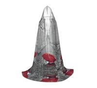 HLSBSSL Mantella con cappuccio, stampa con ombrello rosso della Torre Eiffel di Parigi, versatile costume da palcoscenico per adolescenti/vestito in maschera