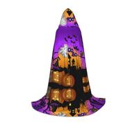 HLSBSSL Mantello con cappuccio, stampa di zucca fantasma gufo di Halloween, versatile costume da palcoscenico per adolescenti/vestito in maschera
