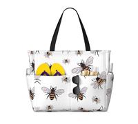 HLSBSSL Questa borsa da viaggio da spiaggia con stampa di api divertenti può essere utilizzata per lo shopping, l'esercizio fisico o il lavoro