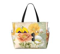 HLSBSSL Questa borsa da viaggio da spiaggia con stampa di papaveri pastello può essere utilizzata per lo shopping, l'esercizio fisico o il lavoro