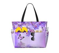 HLSBSSL Questa borsa da viaggio da spiaggia con stampa farfalla viola può essere utilizzata per lo shopping, l'esercizio fisico o il lavoro