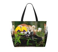 HLSBSSL Questa borsa da viaggio da spiaggia con stampa Little Red Panda può essere utilizzata per lo shopping, l'esercizio fisico o il lavoro
