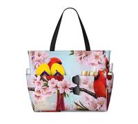 HLSBSSL Questa borsa da viaggio da spiaggia con stampa Red Bird Branch Blossom può essere utilizzata per lo shopping, l'esercizio fisico o il lavoro