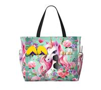 HLSBSSL Questa borsa da viaggio da spiaggia con stampa unicorno rosa può essere utilizzata per shopping, esercizio fisico o lavoro