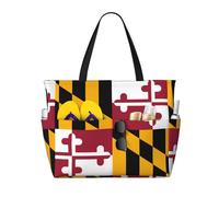 HLSBSSL Questa borsa da viaggio da spiaggia stampata con bandiera del Maryland può essere utilizzata per lo shopping, l'esercizio fisico o il lavoro