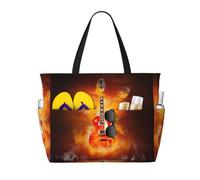 HLSBSSL Questa borsa da viaggio da spiaggia stampata con chitarra rock può essere utilizzata per lo shopping, l'esercizio fisico o il lavoro