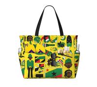 HLSBSSL Questa borsa da viaggio da spiaggia stampata con elementi giamaicani può essere utilizzata per lo shopping, l'esercizio fisico o il lavoro