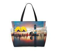 HLSBSSL Questa borsa da viaggio da spiaggia stampata con faro di mare può essere utilizzata per lo shopping, l'esercizio fisico o il lavoro