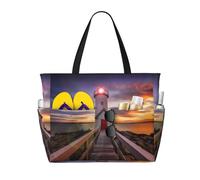 HLSBSSL Questa borsa da viaggio da spiaggia stampata con faro può essere utilizzata per lo shopping, l'esercizio fisico o il lavoro