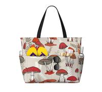 HLSBSSL Questa borsa da viaggio da spiaggia stampata con funghi rossi può essere utilizzata per lo shopping, l'esercizio fisico o il lavoro
