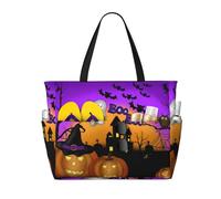 HLSBSSL Questa borsa da viaggio da spiaggia stampata con gufo fantasma zucca di Halloween può essere utilizzata per lo shopping, l'esercizio o il lavoro