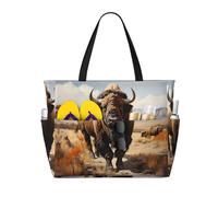 HLSBSSL Questa borsa da viaggio da spiaggia stampata con mandria di bisonti nordamericani può essere utilizzata per lo shopping, l'esercizio fisico o il lavoro
