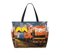 HLSBSSL Questa borsa da viaggio da spiaggia stampata con treno merci può essere utilizzata per lo shopping, l'esercizio o il lavoro