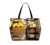 HLSBSSL Questa borsa da viaggio da spiaggia stampata Horse Nature può essere utilizzata per lo shopping, l'esercizio fisico o il lavoro
