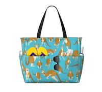 HLSBSSL Questa divertente borsa da viaggio da spiaggia con stampa di canguro e zoo può essere utilizzata per lo shopping, l'esercizio fisico o il lavoro