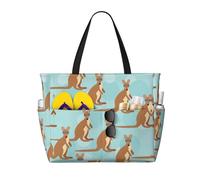 HLSBSSL Questa divertente borsa da viaggio da spiaggia con stampa Kangaroo Zoo può essere utilizzata per lo shopping, l'esercizio fisico o il lavoro