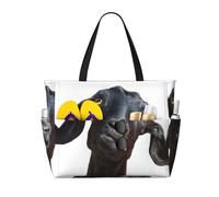HLSBSSL Questa graziosa borsa da viaggio da spiaggia con stampa di animali di capra nera può essere utilizzata per lo shopping, l'esercizio fisico o il lavoro