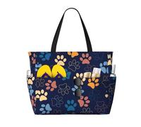 HLSBSSL Questa graziosa borsa da viaggio da spiaggia con stampa di zampa di cane può essere utilizzata per lo shopping, l'esercizio o il lavoro
