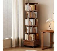 Hltdzer Libreria Rotante in Legno Regolabile A Spina Verticale A 360 ° con Cornice in Legno Massivo Archivio di Mostra Aperto per Libreria Organizzatore per Salotto, Cucina(C)