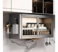 Hltdzer Mobile a Parete per Cucina, Ripostiglio Murale con Porte in Acrilico, Mobile Ingresso con Mensole, Armadietto Farmacia Angolare per Cucina, Dispensa